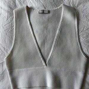 Aritzia Babaton Ribbed V-Neck Top